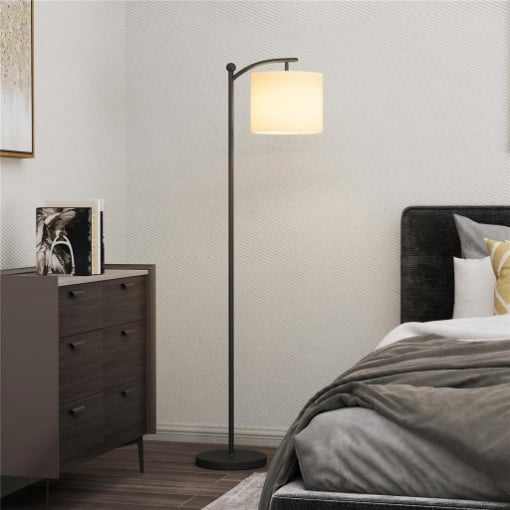LAMPADA DA TERRA LED DIMMERABILE CON TELECOMANDO, 11 TEMPERATURE E 11 LUMINOSITÀ, TIMER 60 MINUTI, NERO
