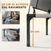 LETTINO PER CANI CON COPERTURA A 3 LATI RIMOVIBILE, IN POLIESTERE E ACCIAIO, 122X92X94 CM, GRIGIO CHIARO E NERO