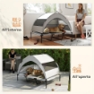 LETTINO PER CANI CON COPERTURA A 3 LATI RIMOVIBILE, IN POLIESTERE E ACCIAIO, 122X92X94 CM, GRIGIO CHIARO E NERO