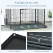KENNEL PER CANI PIEGHEVOLE A DOPPIA PORTA CON BLOCCO, 4 RUOTE CON FRENO E FONDO RIMOVIBILE, 94X58X69.5 CM, GRIGIO