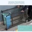 KENNEL PER CANI PIEGHEVOLE A DOPPIA PORTA CON BLOCCO, 4 RUOTE CON FRENO E FONDO RIMOVIBILE, 94X58X69.5 CM, GRIGIO