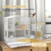 GABBIA PER UCCELLINI PORTATILE CON MANIGLIA, VASSOIO ESTRAIBILE E 5 PORTE, POSATOI E ALTALENA, BIANCO