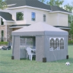 GAZEBO PIEGHEVOLE AD ALTEZZA REGOLABILE CON FINESTRELLE IN ACCIAIO E TESSUTO OXFORD 298X298X288 CM GRIGIO CHIARO