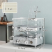 GABBIA PER CRICETI A 2 LIVELLI E 3 PORTE CON RUOTA E TUBI, IN ACCIAIO, PS E PP, 44.5X28X44 CM, GRIGIO E BIANCO