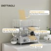 GABBIA PER CRICETI A 2 LIVELLI E 3 PORTE CON RUOTA E TUBI, IN ACCIAIO, PS E PP, 44.5X28X44 CM, GRIGIO E BIANCO