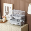 GABBIA PER CRICETI A 2 LIVELLI E 3 PORTE CON RUOTA E TUBI, IN ACCIAIO, PS E PP, 44.5X28X44 CM, GRIGIO E BIANCO