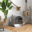 LETTIERA PER GATTI CHIUSA CON FILTRI, PALETTA E VASSOIO, STRUTTURA IN PP, 43X44X47CM, GRIGIO