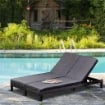 LETTINO PRENDISOLE A 2 POSTI E RATTAN CON MATERASSINO 195 X 120 X 28 CM GRIGIO