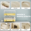 GABBIA PER CRICETI A 2 LIVELLI E 3 PORTE CON RUOTA E TUBI, IN ACCIAIO, PS E PP, 44.5X28X44 CM, CREMA E BIANCO