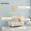 GABBIA PER CRICETI A 2 LIVELLI E 3 PORTE CON RUOTA E TUBI, IN ACCIAIO, PS E PP, 44.5X28X44 CM, CREMA E BIANCO