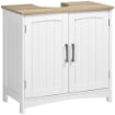 MOBILE SOTTO LAVABO BAGNO CON 2 ANTE E RIPIANO REGOLABILE, 60X33X60CM, LEGNO E BIANCO