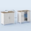 MOBILE SOTTO LAVABO BAGNO CON 2 ANTE E RIPIANO REGOLABILE, 60X33X60CM, LEGNO E BIANCO