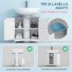 MOBILE SOTTO LAVABO BAGNO CON 2 ANTE E RIPIANO REGOLABILE, 60X33X60CM, LEGNO E BIANCO