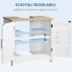 MOBILE SOTTO LAVABO BAGNO CON 2 ANTE E RIPIANO REGOLABILE, 60X33X60CM, LEGNO E BIANCO