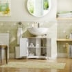 MOBILE SOTTO LAVABO BAGNO CON 2 ANTE E RIPIANO REGOLABILE, 60X33X60CM, LEGNO E BIANCO
