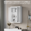 MOBILE DA BAGNO A PARETE IN LEGNO CON 2 RIPIANI REGOLABILI SU 3 LIVELLI, 61X20X84 CM, BIANCO