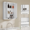 MOBILE DA BAGNO A PARETE IN LEGNO CON 2 RIPIANI REGOLABILI SU 3 LIVELLI, 61X20X84 CM, BIANCO