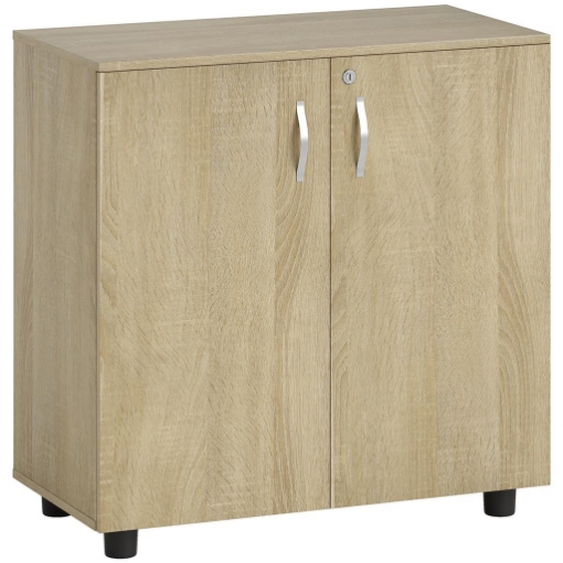 MOBILE UFFICIO PORTADOCUMENTI MULTIUSO CON SERRATURA, 2 ANTE E MENSOLA INTERNA, 80X40X80 CM, ROVERE