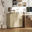 MOBILE UFFICIO PORTADOCUMENTI MULTIUSO CON SERRATURA, 2 ANTE E MENSOLA INTERNA, 80X40X80 CM, ROVERE