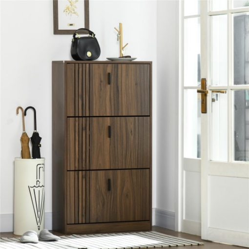 MOBILE SCARPIERA A 3 LIVELLI CON RIPIANI REGOLABILI PER 18 PAIA MAX, IN TRUCIOLATO, 63X24X114 CM