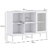 MOBILE BUFFET CON 4 RIPIANI APERTI E ARMADIETTO, IN TRUCIOLATO E ACCIAIO, 120X37X81.5 CM, BIANCO
