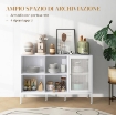MOBILE BUFFET CON 4 RIPIANI APERTI E ARMADIETTO, IN TRUCIOLATO E ACCIAIO, 120X37X81.5 CM, BIANCO