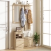 MOBILE APPENDIABITI 3 IN 1 CON SCARPIERA E SPECCHIO, GANCI E CASSETTI, IN LEGNO, COLOR QUERCIA 90X24X177 CM