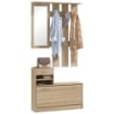 MOBILE APPENDIABITI 3 IN 1 CON SCARPIERA E SPECCHIO, GANCI E CASSETTI, IN LEGNO, COLOR QUERCIA 90X24X177 CM
