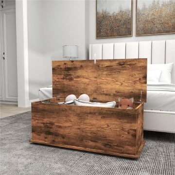 PANCA CONTENITORE CAPACITÀ 120 KG PER CAMERA DA LETTO E INGRESSO IN LEGNO 100X40X40 CM MARRONE