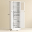 MOBILE BAGNO ALTO CON RIPIANI REGOLABILI, ANTE IN VETRO E LEGNO, 60X30X170 CM, BIANCO