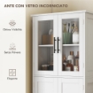 MOBILE BAGNO ALTO CON RIPIANI REGOLABILI, ANTE IN VETRO E LEGNO, 60X30X170 CM, BIANCO