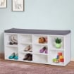 PANCHINA SCARPIERA CON RIPIANI REGOLABILI 104X30X48 CM IN LEGNO BIANCO E GRIGIO
