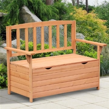 PANCHINA IN LEGNO DA GIARDINO A 2 POSTI CON VANO CONTENITORE 112X58X84 CM