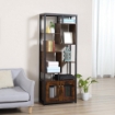 MOBILE LIBRERIA IN STILE INDUSTRIAL 8 RIPIANI E 2 ANTE 70X30X180CM MARRONE