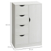 MOBILE BAGNO CON 4 CASSETTI, ARMADIETTO A 2 LIVELLI E MANIGLIE RITAGLIATE, IN LEGNO, 54X29X83 CM, BIANCO