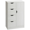 MOBILE BAGNO CON 4 CASSETTI, ARMADIETTO A 2 LIVELLI E MANIGLIE RITAGLIATE, IN LEGNO, 54X29X83 CM, BIANCO