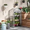 MINI SERRA DA GIARDINO CON COPERTURA IN PE, 3 RIPIANI E PORTA AVVOLGIBILE, 59X39X127 CM, TRASPARENTE