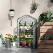 MINI SERRA DA GIARDINO CON COPERTURA IN PE, 3 RIPIANI E PORTA AVVOLGIBILE, 59X39X127 CM, TRASPARENTE