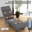 POLTRONA MASSAGGIANTE CON 8 PUNTI VIBRANTI E RISCALDAMENTO, 5 MODALITÓ, TIMER E TELECOMANDO, GRIGIO