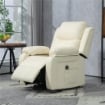 POLTRONA ALZAPERSONA RECLINABILE A 160° CON POGGIAPIEDI E TELECOMANDO IN PELLE PU E ACCIAIO 76X90X105 CM CREMA