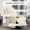 POLTRONA ALZAPERSONA RECLINABILE A 160° CON POGGIAPIEDI E TELECOMANDO IN PELLE PU E ACCIAIO 76X90X105 CM CREMA