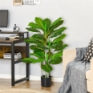 PIANTA VERDE ARTIFICIALE DA 95 CM E 33 FOGLIE CON VASO NERO Ø15X13 CM, IN PEVA, PE E CEMENTO