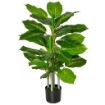 PIANTA VERDE ARTIFICIALE DA 95 CM E 33 FOGLIE CON VASO NERO Ø15X13 CM, IN PEVA, PE E CEMENTO
