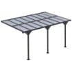 PERGOLA ADDOSSATA DA GIARDINO IN POLICARBONATO E ALLUMINIO, INSTALLAZIONE REGOLABILE, GRIGIO