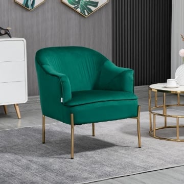 POLTRONA DA CAMERA DA LETTO IN TESSUTO EFFETTO VELLUTO VERDE