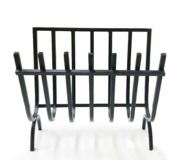 BRUCIALEGNA A CULLA IN FERRO BATTUTO CON 7 BARRE 40 X 24 X H34 CM COLORE NERO