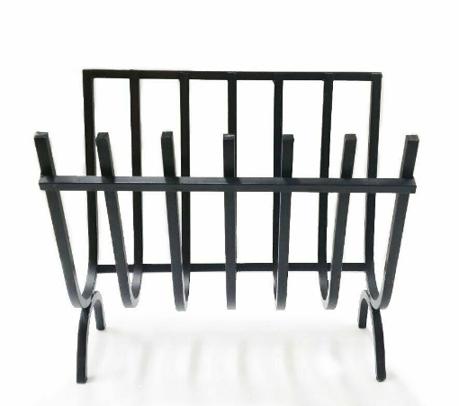 BRUCIALEGNA A CULLA IN FERRO BATTUTO CON 7 BARRE 40 X 24 X H34 CM COLORE NERO