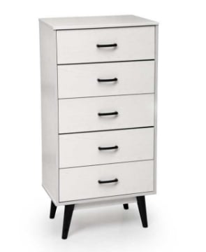 ARES CASSETTIERA IN LEGNO TRUCIOLARE CON 5 CASSETTI 60 X 40 XH118CM BIANCO