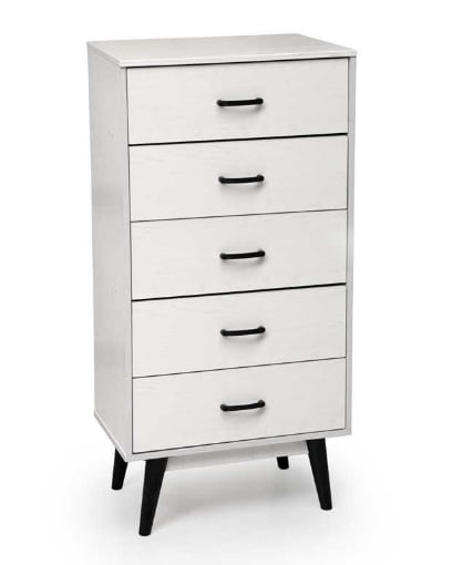 ARES CASSETTIERA IN LEGNO TRUCIOLARE CON 5 CASSETTI 60 X 40 XH118CM BIANCO