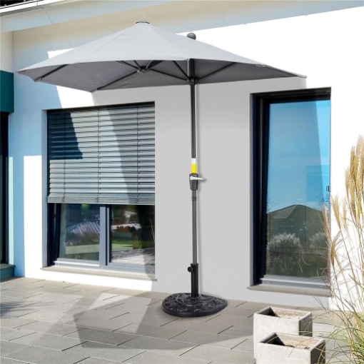 BASE PER OMBRELLONE A MEZZALUNA DA 3.8 E 4.8 MM IN RESINA CON MANOVELLA 50X31X32 CM NERO